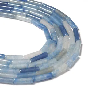 Blaue zylindrische Kristallquarz-Perlen für DIY handgemachte Schmuck Halskette Armband