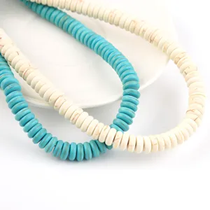 Synthetische Türkis blau und weiß Scheibenperlen Spacer Perlen für DIY Schmuck Zubehör.