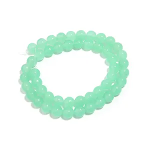 Grüne Chalcedon Perlen lose Halbzeug Rundperlen Stränge für Handgemachte Schmuck Details