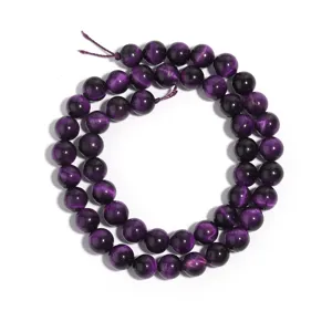 Natürliche lila Tigerauge Edelsteinperlen, runde lose Perlenstränge für DIY Schmuck.