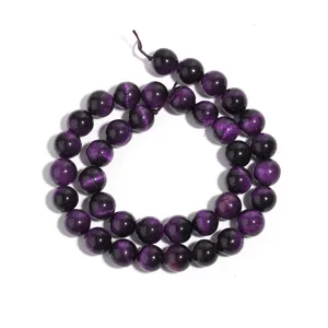 Violette Tigerauge Edelstein Perlen rund fuer DIY Handgemachte Schmuckherstellung Armband