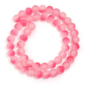 Rosa Farbverlauf Glasperlen Detailansicht, ideal für DIY Schmuckherstellung und Zubehör.