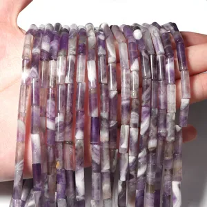 Natürliche lila Achat Röhren Perlen lose für DIY Handarbeit Schmuck Herstellung Armband