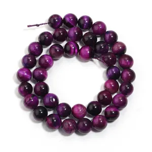 Violette Tigerauge Edelstein Perlen Detail, runde lose Perlen fur DIY Schmuckherstellung.