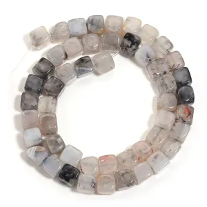Square dragon vein agate stone beads for jewelry making and DIY accessories strand.