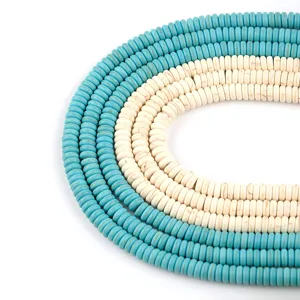 Synthetische Türkis blau und weiß Scheibenperlen Hauptansicht für DIY Schmuck Zubehör.