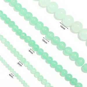 Grüne Chalcedon Perlen glatte runde Edelsteinperlen für DIY Schmuckherstellung 4-14mm