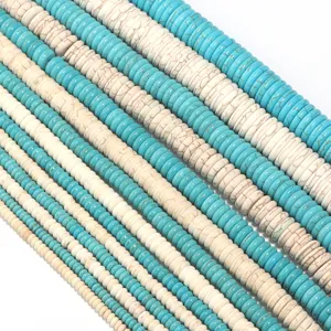 Synthetische Türkis blau weiße Heishi Abstandsperlen für DIY Schmuckherstellung Armbänder Ketten.
