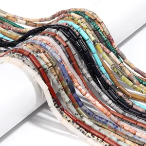Natürlicher Kristall Halbedelstein Röhrenperlen Gebohrt Zylinder Quarz Achat Lose Perlen Für DIY Schmuck Armband Herstellung Grosshandel