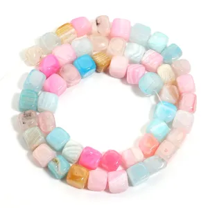 Colorful square dragon vein agate stone beads for DIY jewelry making and accessories detail.