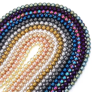 Colorful electroplated hematite round loose beads for DIY jewelry making and crafting.