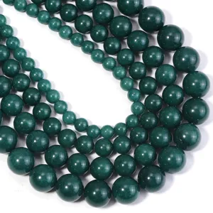 Dark green chalcedony natural stone round beads for DIY jewelry making necklace bracelet accessories