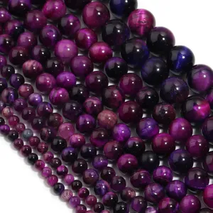 Natürliche violette Tigerauge Edelstein Perlen rund lose für DIY Schmuckherstellung Handwerk