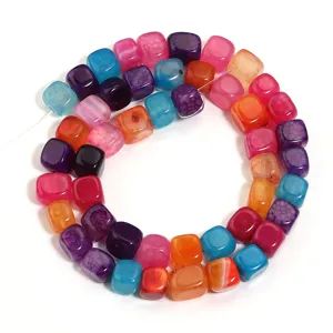 Colorful square dragon vein agate stone beads for DIY handmade jewelry bracelets and necklaces.