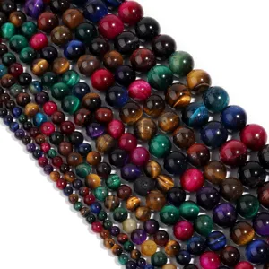 Colorful Tiger Eye gemstone beads round loose beads for DIY handmade bracelet jewelry making