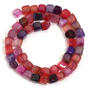 Square crackle agate stone beads multi-color DIY jewelry making half-finished bracelet accessory