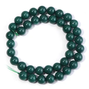 Dark green chalcedony loose beads detail shot for DIY jewelry making and accessories.