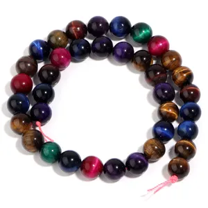 Colorful tiger eye stone round beads for DIY handmade bracelet jewelry making accessories