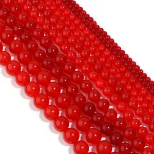 Natural red chalcedony loose gemstone beads close-up detail for DIY jewelry making bracelets