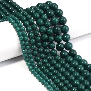Dark Green Chalcedony Natural Stone Round Loose Beads Royal Blue Cat Eye Glass Beads For DIY Jewelry Making Necklaces Bracelets Earring Accessories