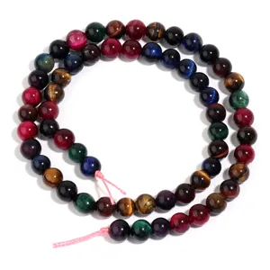 Colorful tiger eye stone beads round loose beads for DIY handmade bracelet jewelry making