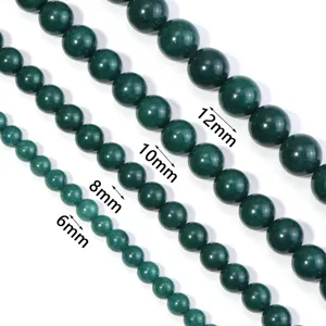 Dark green chalcedony gemstone round beads loose strands in 6mm 8mm 10mm 12mm for DIY jewelry