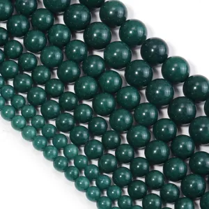 Dark green chalcedony natural stone loose round beads for DIY jewelry making bracelets