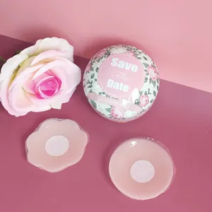 Cache-tétons en silicone avec boîte en fer, autocollants de poitrine invisibles pour femmes.