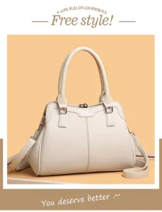 Stylish minimalist women top handle shoulder bag with textured PU leather design for daily use.