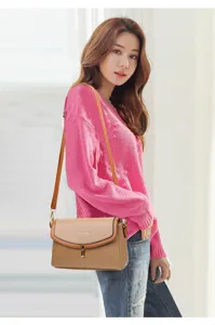 Stylish women soft leather shoulder crossbody bag with metal lock for daily casual wear
