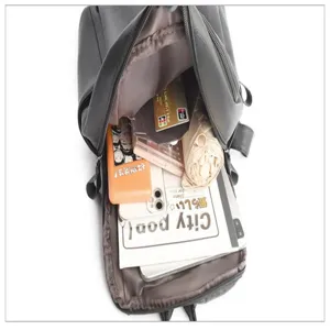 Women litchi grain soft leather backpack large capacity casual travel daily daypack bag