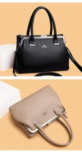 Elegant kiss-lock shoulder bag for women, large capacity fashion handbag with top handle.