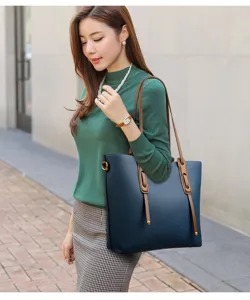 Women large capacity tote bag shoulder handbag stylish casual daily commuting leather shopper purse