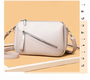 Soft leather women crossbody bag simple casual shoulder bag daily commuting square bag