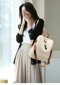 Mochila casual de mujer a cuadros estilo urbano minimalista viaje bolso de hombro moda