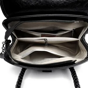 Sac à main pour femme noir de grande capacité sac bandoulière élégant avec compartiments