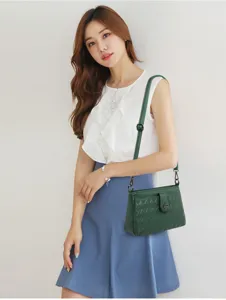 Detailed view of the stylish quilted soft leather shoulder bag with adjustable strap for women.