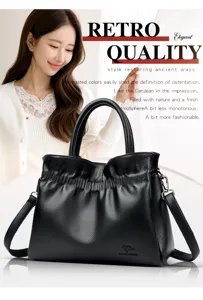 High quality pleated lucky bag leather shoulder handbag tote bag for women daily commuting.