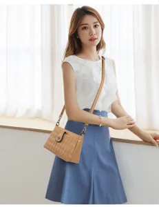 Stylish quilted soft leather crossbody bag with chic metal lock for women everyday wear