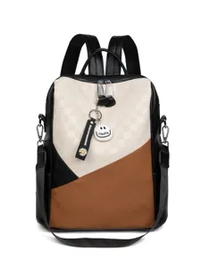 Mochila para mujer elegante a color, bolso casual de cuero PU para uso diario y viajes.