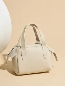Borsa a Mano da Lavoro di Grande Capacità da Donna in Pelle PU Morbida Grana Litchi Borsa con Manico Superiore Moda Casual Tinta Unita