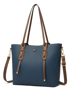 Large capacity women tote bag stylish blue shoulder crossbody bag casual handbag main view