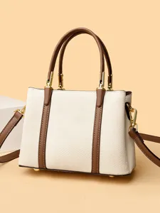 Korean commuter tote bag women large capacity casual shoulder crossbody cream handbag