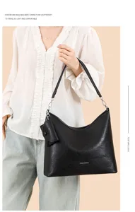 Stylish minimalist hobo shoulder bag large capacity women casual commuting tote handbag