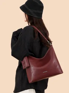 Women large capacity shoulder hobo bag stylish solid color commuter crossbody bag main