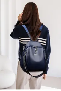Zaino donna effetto pelle martellata grande capacità borsa conchiglia multifunzione viaggio