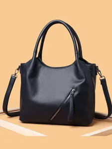 Classic soft leather tote bag for women, stylish shoulder handbag for daily work commute.