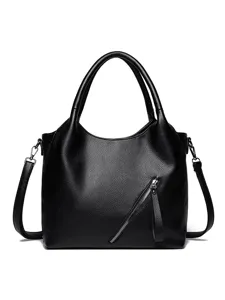 Large capacity soft leather women tote bag minimalist shoulder underarm commuter bag