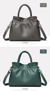 Stylish leather bucket shoulder bag with large capacity, perfect for daily commute and casual shopping.