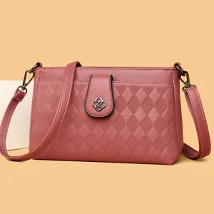 Women Quilted PU Leather Crossbody Bag Fashion Minimalist Shoulder Bag Elegant Clover Lock Handbag Daily Casual Purse